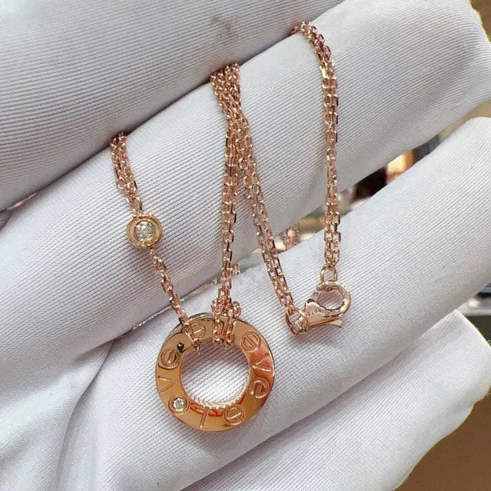 Pomuse LOVE NECKLACE 16MM 2 DIAMONDS