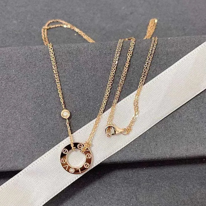Pomuse LOVE NECKLACE 16MM 2 DIAMONDS