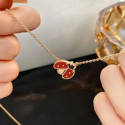 Pomuse LUCKY  CARNELIANS LADYBUG NECKLACE