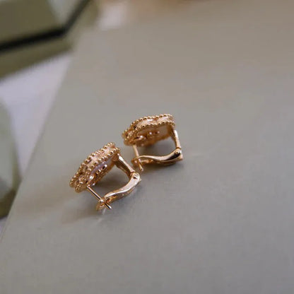 Pomuse LUCKY PINK GOLD WHITE MOP EARRINGS