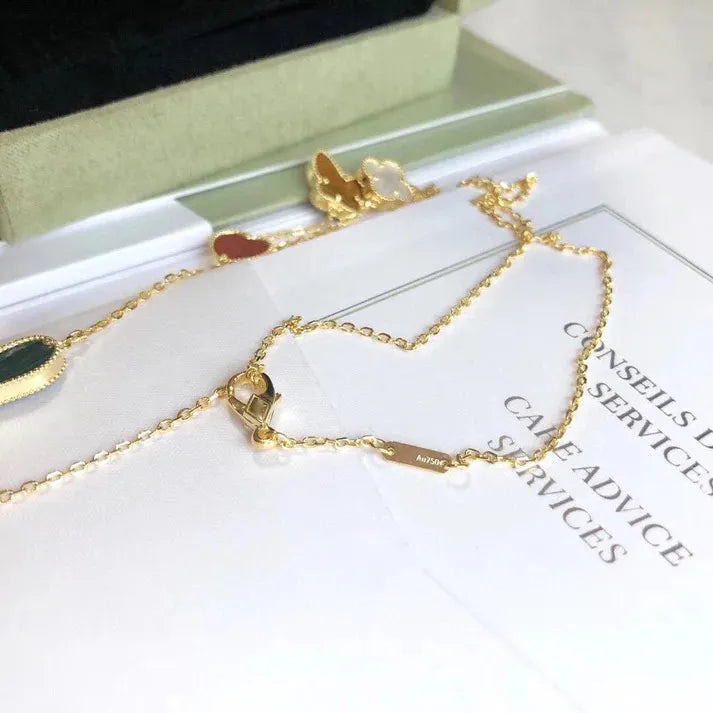 Pomuse LUCKY SPRING 4 MOTIFS ROSE GOLD NECKLACE