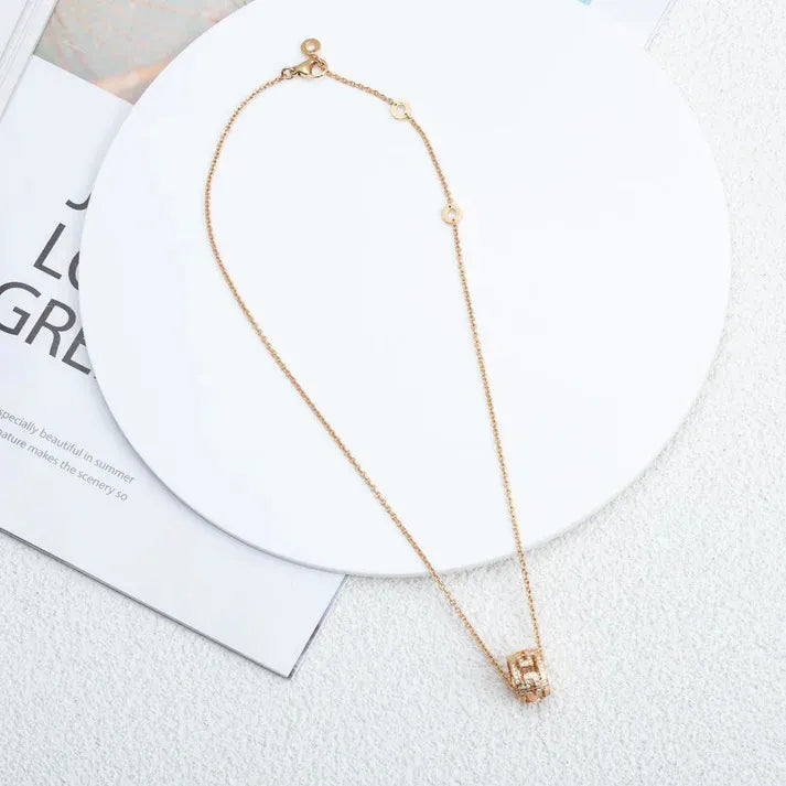 Pomuse PARENTESI NECKLACE PINK GOLD DIAMOND