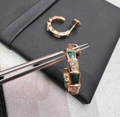 Pomuse SERPENTI MALACHITE PINK GOLD EARRINGS