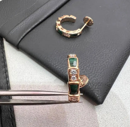 Pomuse SERPENTI MALACHITE PINK GOLD EARRINGS