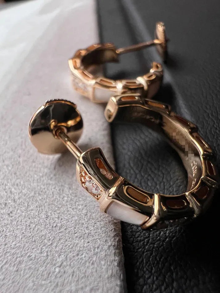 Pomuse SERPENTI MOP PINK GOLD EARRINGS