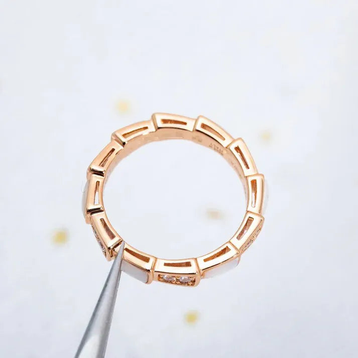 Pomuse SERPENTI RING PINK GOLD DIAMOND MOP 3MM