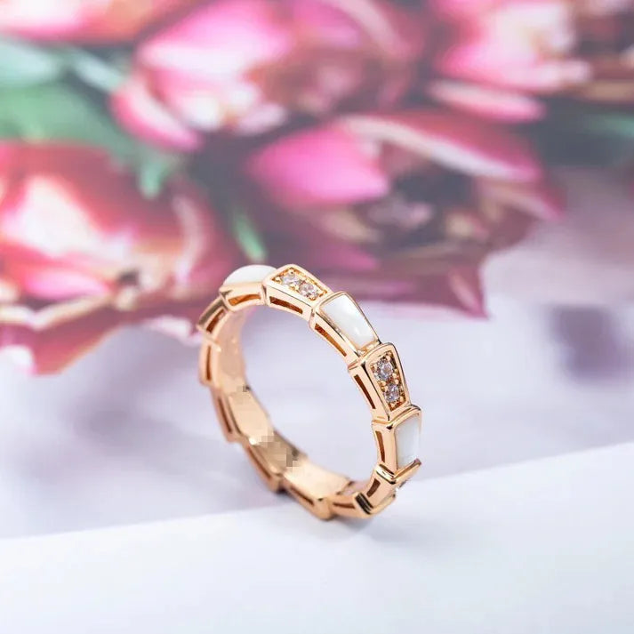 Pomuse SERPENTI RING PINK GOLD DIAMOND MOP 3MM