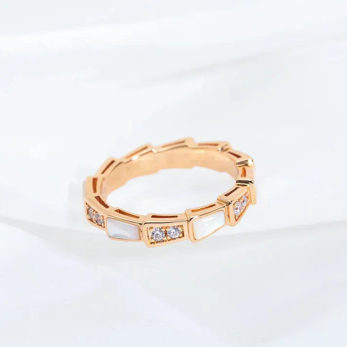 Pomuse SERPENTI RING PINK GOLD DIAMOND MOP 3MM
