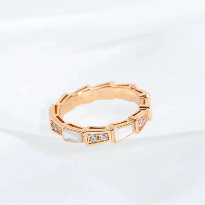 Pomuse SERPENTI RING PINK GOLD DIAMOND MOP 3MM