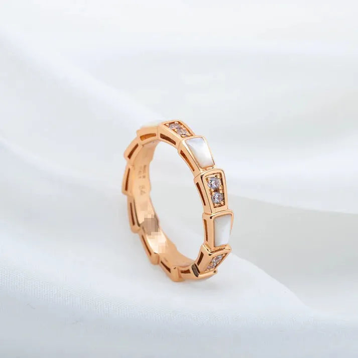 Pomuse SERPENTI RING PINK GOLD DIAMOND MOP 3MM