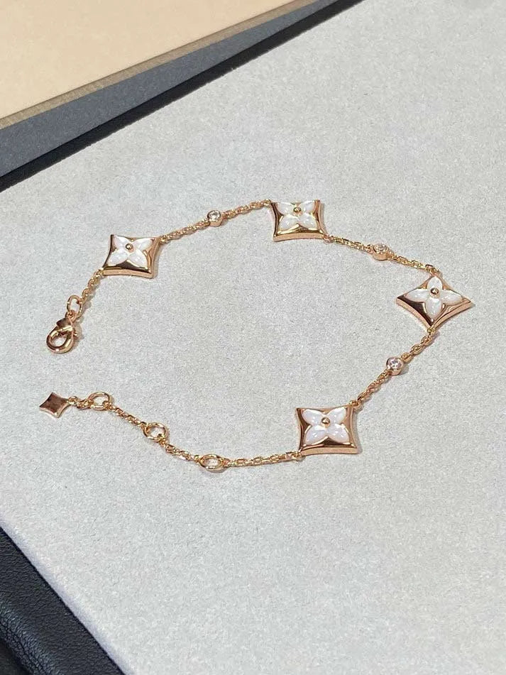 Pomuse STAR 4 MOTIF MOP DIAMOND PINK GOLD BRACELET