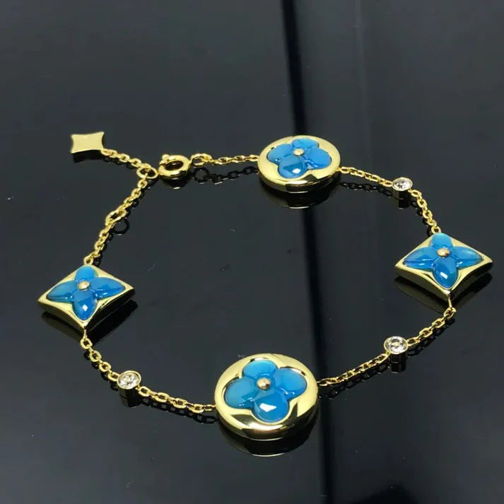 Pomuse STAR AND SUN 4 MOTIF BLUE BRACELET