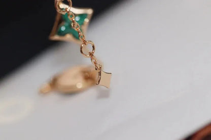 Pomuse STAR AND SUN 4 MOTIF PINK GOLD MALACHITE BRACELET
