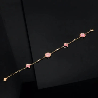 Pomuse STAR AND SUN 4 MOTIF PINK MOP PINK GOLD BRACELET