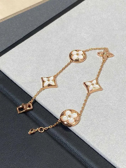 Pomuse STAR AND SUN 5 MOTIF MOP PINK GOLD BRACELET