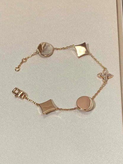 Pomuse STAR AND SUN 5 MOTIF MOP PINK GOLD BRACELET