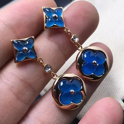 Pomuse STAR AND SUN AGATE DIAMOND EARRINGS