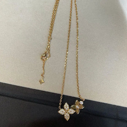 Pomuse STAR BLOSSOM NECKLACE PINK GOLD DIAMONDS