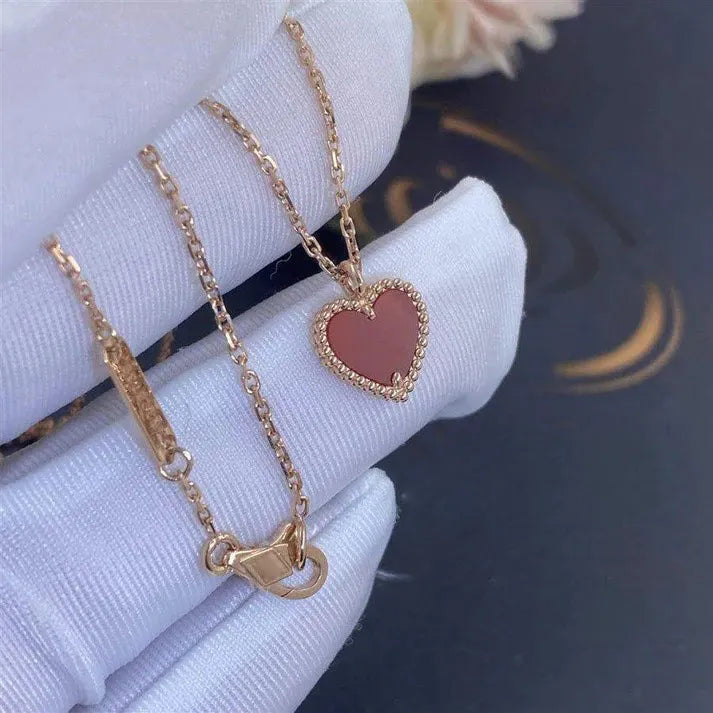 Pomuse SWEET CLOVER CARNELIAN HEART NECKLACE