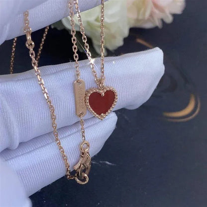 Pomuse SWEET CLOVER CARNELIAN HEART NECKLACE