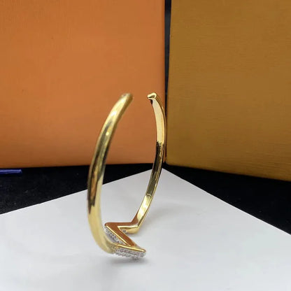 Pomuse VOLTE UPSITE DOWN DIAMOND GOLD OPEN BRACELET