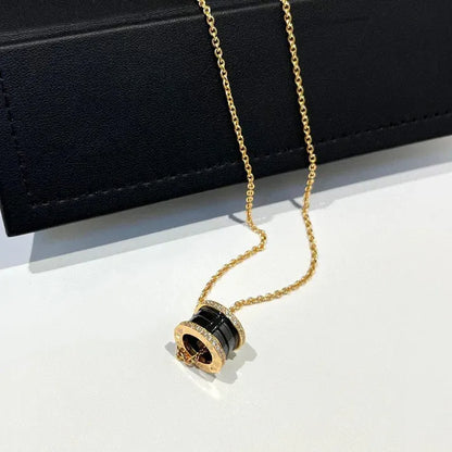 Pomuse ZERO 1 BLACK CERAMIC DIAMOND PINK GOLD NECKLACE