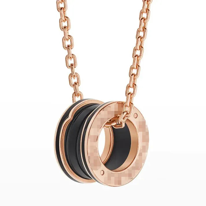 Pomuse ZERO 1 BLACK CERAMIC PINK GOLD NECKLACE