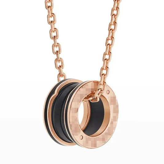 Pomuse ZERO 1 BLACK CERAMIC PINK GOLD NECKLACE
