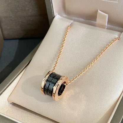 Pomuse ZERO 1 BLACK CERAMIC PINK GOLD NECKLACE