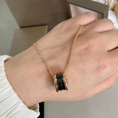 Pomuse ZERO 1 BLACK CERAMIC PINK GOLD NECKLACE