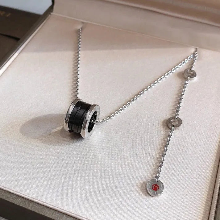 Pomuse ZERO 1 BLACK CERAMIC SILVER NECKLACE