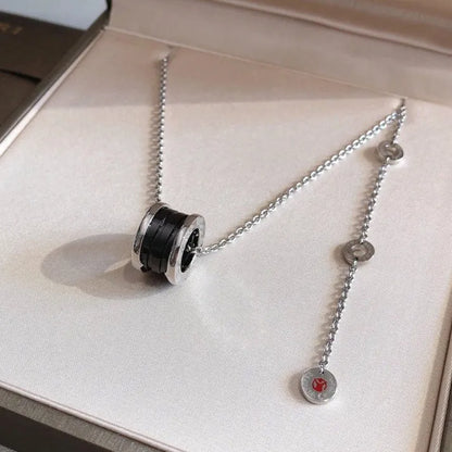 Pomuse ZERO 1 BLACK CERAMIC SILVER NECKLACE