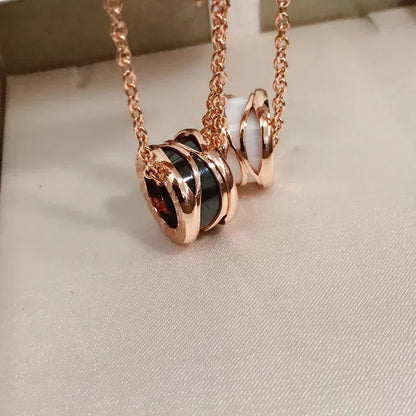 Pomuse ZERO 1 FOUR BAND PINK GOLD CERAMIC NECKLACE