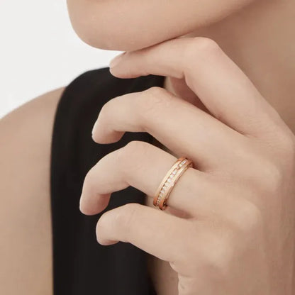 Pomuse ZERO 1 ONE-BAND PAVED DIAMONDS ON THE SPIRAL RING