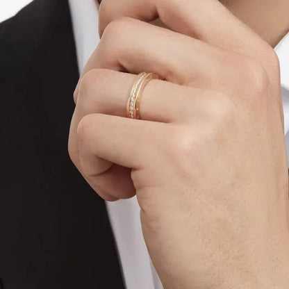 Pomuse ZERO 1 ONE-BAND PAVED DIAMONDS ON THE SPIRAL RING