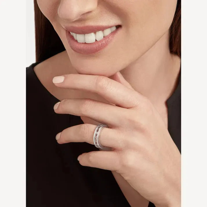 Pomuse ZERO 1 ONE-BAND WITH OPENWORK LOGO SPIRAL RING