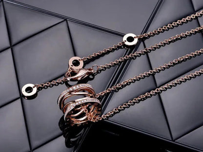 Pomuse ZERO 1 PINK GOLD DIAMOND OPEN NECKLACE