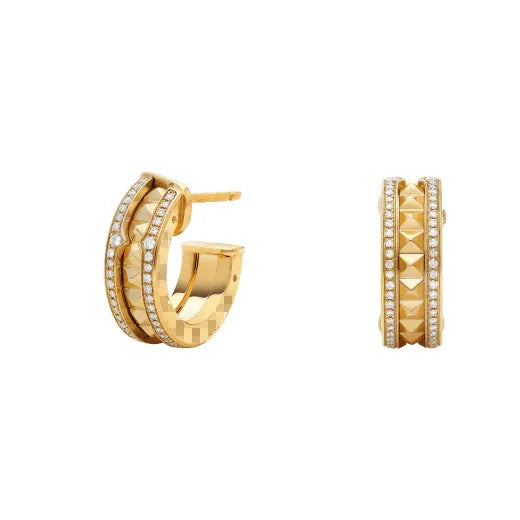 Pomuse ZERO 1 ROCK GOLD EARRINGS WITH STUDDED SPIRAL AND PAVED DIAMONDS