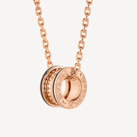 Pomuse ZERO 1 ROCK PEDANT PINK GOLD BLACK NECKLACE