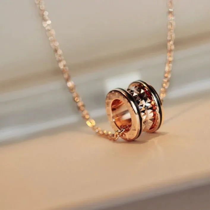 Pomuse ZERO 1 ROCK PEDANT PINK GOLD BLACK NECKLACE