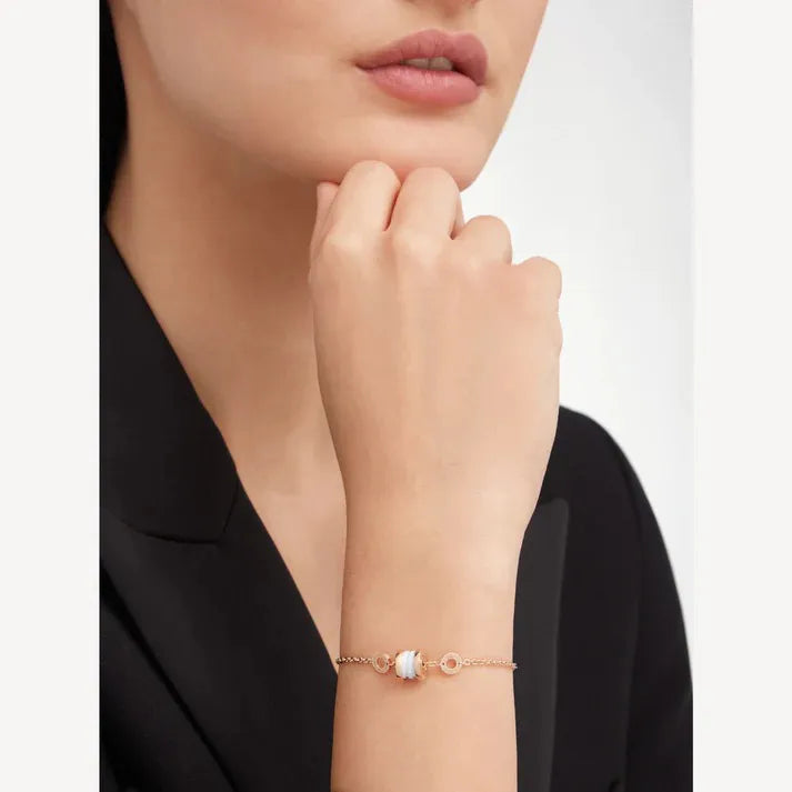 Pomuse ZERO 1 SOFT PINK GOLD AND WHITE CERAMIC BRACELET