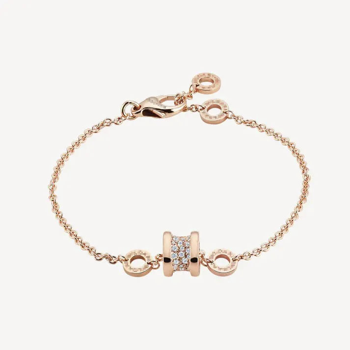 Pomuse ZERO 1 SOFT PINK GOLD WITH PAVED DIAMONDS ON THE SPIRAL BRACELET