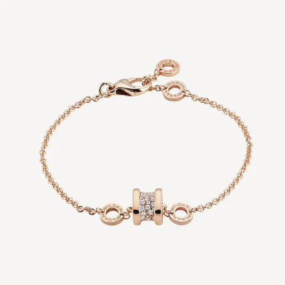 Pomuse ZERO 1 SOFT PINK GOLD WITH PAVED DIAMONDS ON THE SPIRAL BRACELET