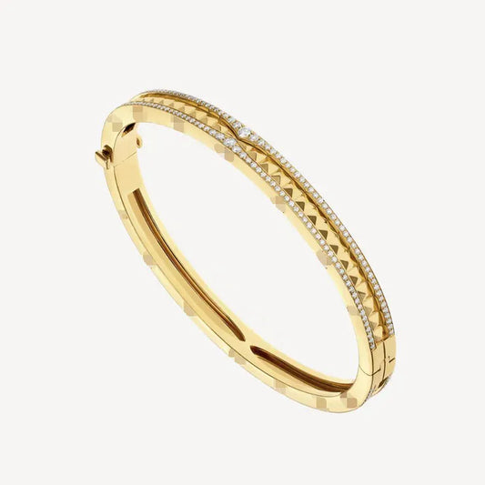 Pomuse ZERO 1 SPIRAL AND PAVED DIAMOND GOLD BRACELET