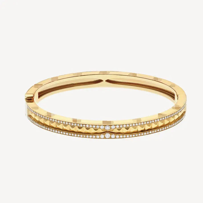 Pomuse ZERO 1 SPIRAL AND PAVED DIAMOND GOLD BRACELET