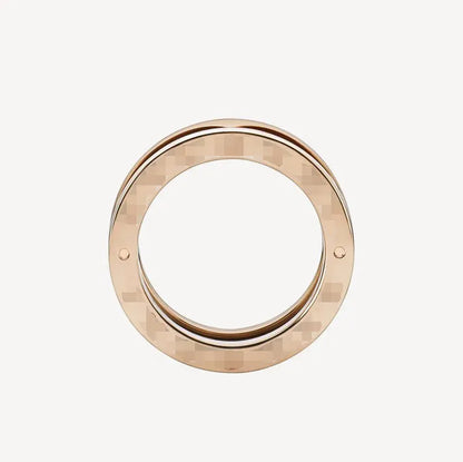 Pomuse ZERO 1 TWO-BAND LOOPS AND BLACK CERAMIC PINK GOLD RING