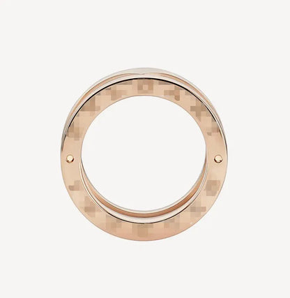 Pomuse ZERO 1 TWO-BAND LOOPS AND WHITE CERAMIC SPIRAL PINK GOLD RING