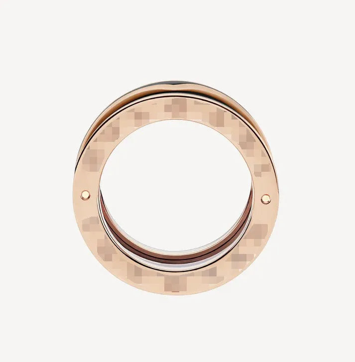 Pomuse ZERO 1 TWO-BAND WITH MATTE BLACK CERAMIC PINK GOLD RING