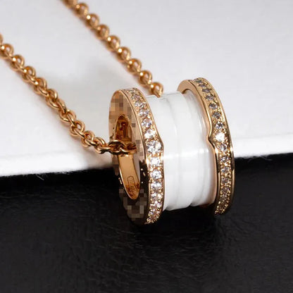 Pomuse ZERO 1 WHITE CERAMIC PINK GOLD DIAMOND NECKLACE