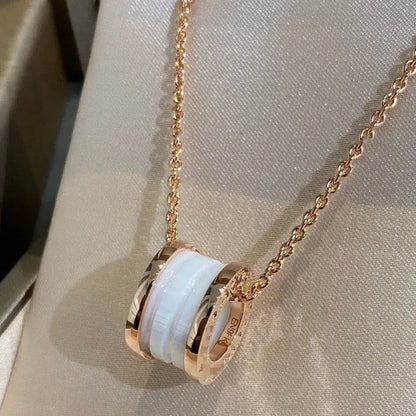 Pomuse ZERO 1 WHITE CERAMIC PINK GOLD NECKLACE